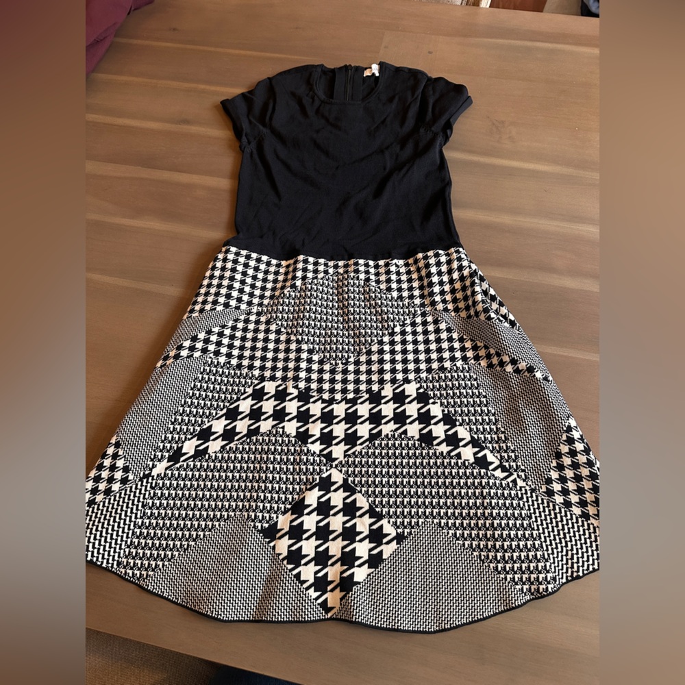 Parker Black and White Houndstooth Dress